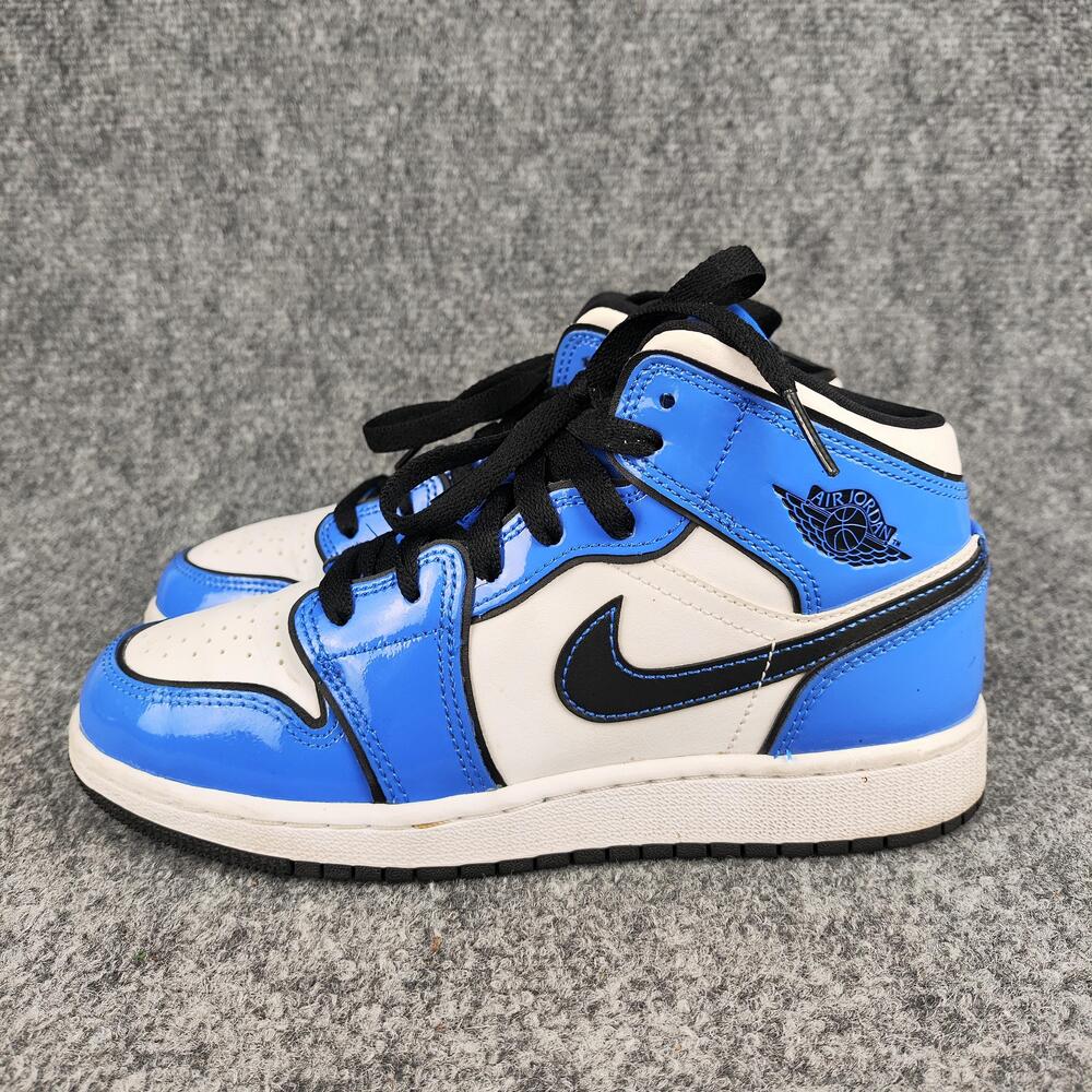 Nike Air Jordan 1 Mid Shoes Youth Size 4.5Y Blue Basketball Sneakers BQ6931-402